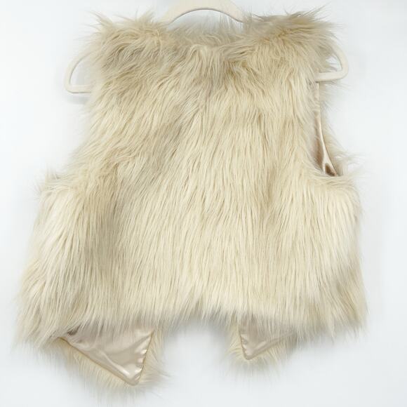 H&M Divided Womens Y2K Mob Wife Chic Layer Cozy Soft Faux Fur Vest Size 12 Cream - Picture 5 of 5